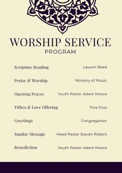 Free Church Service Program Templates .